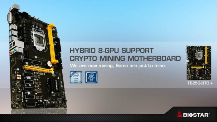 BIOSTAR Introduces the World’s First 8-Slot PCI-e Mining Motherboard with the TB250-BTC+